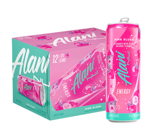 Alani Pink Slush energy drink can and packaging on a white background