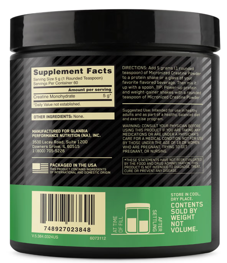 Optimum Nutrition Micronized Creatine Powder - Unflavored (60 Servings)