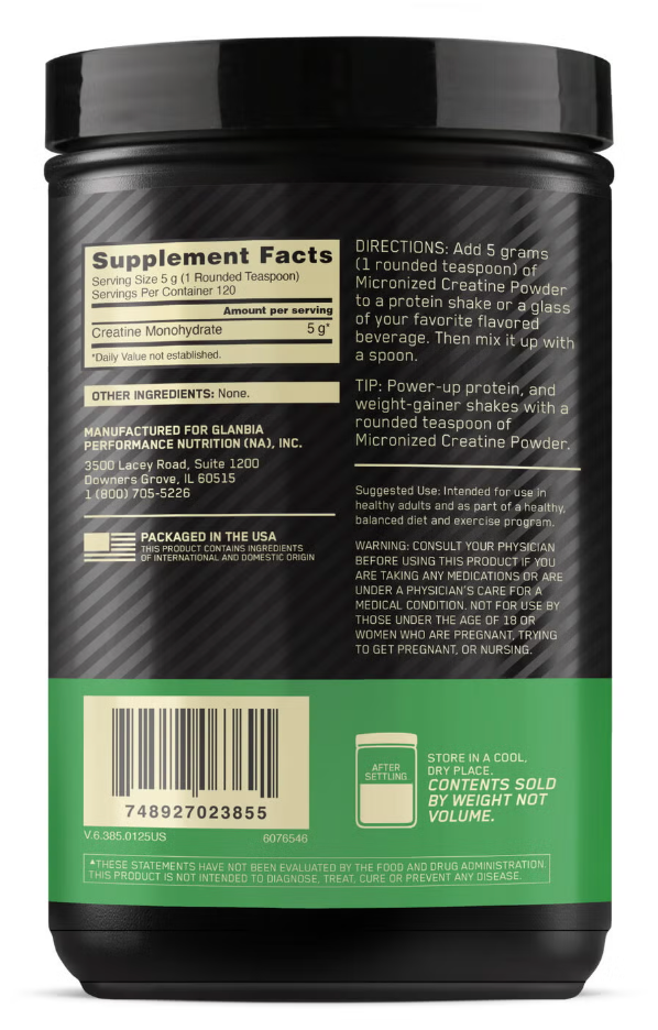 Optimum Nutrition Micronized Creatine Powder - Unflavored (120 Servings)