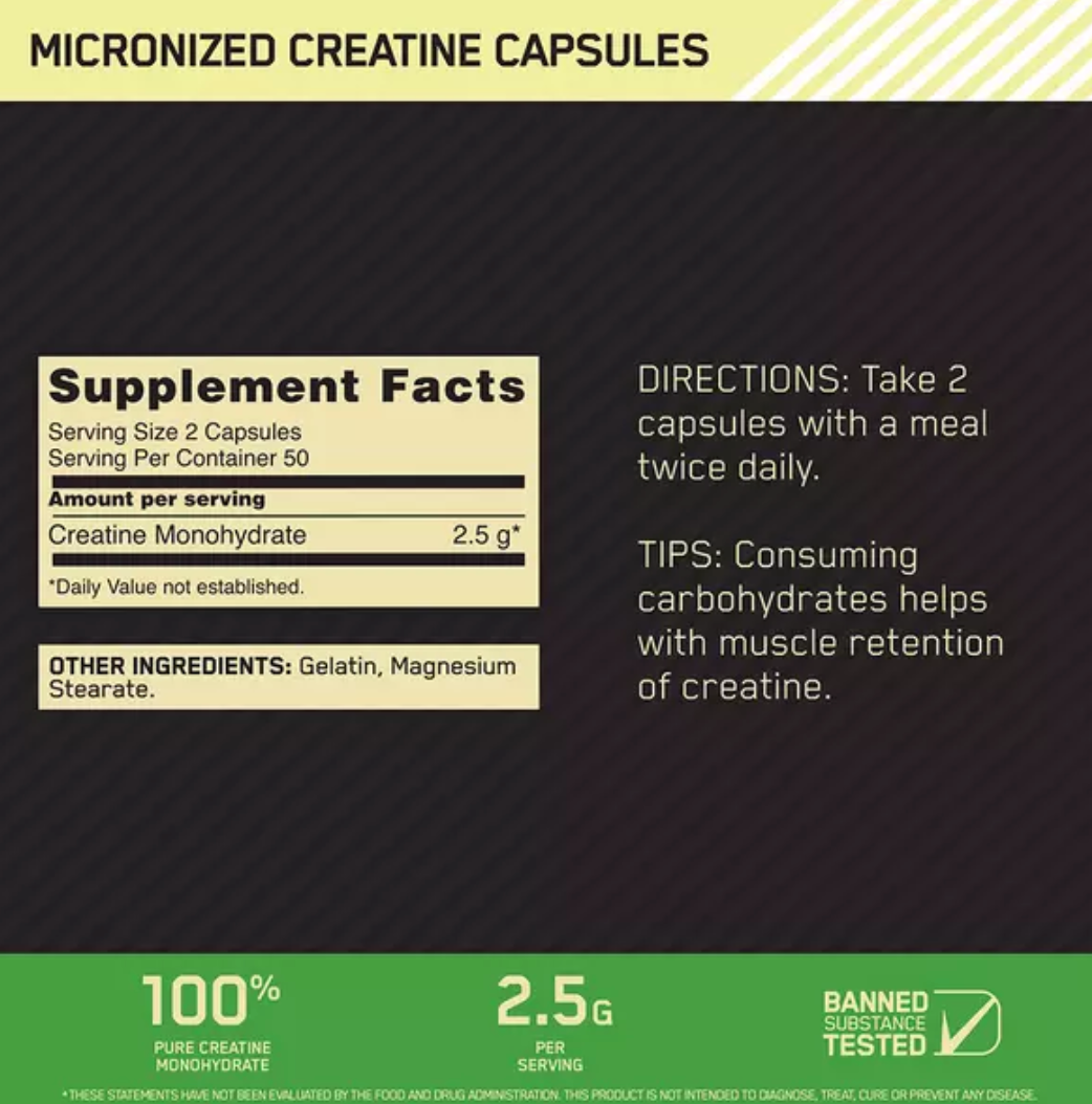 Optimum Nutrition Micronized Creatine Capsules (300 Count)