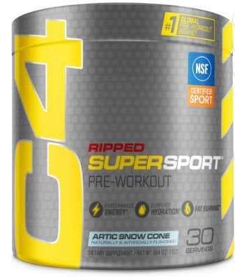 Cellucor C4 Ripped Super Sport Pre Workout Powder, Arctic Snow Cone, 30 Servings